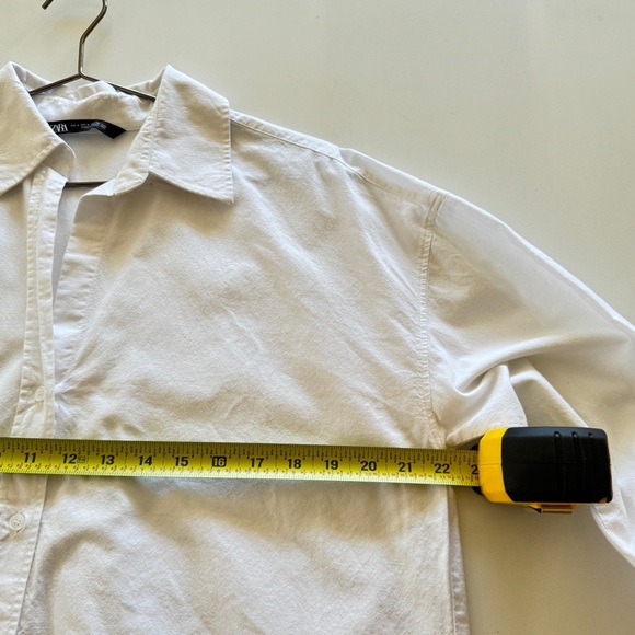 Zara || Boyfriend White Buttoned Long Sleeve Shirt Oversized Casual Preppy Small - Picture 6 of 7